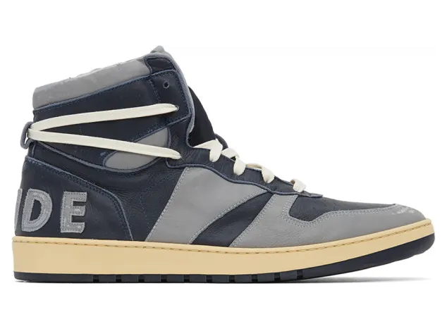 Rhude Grey and Navy Rhecess Georgetown Hi Sneakers (RHU07FOM22001)
