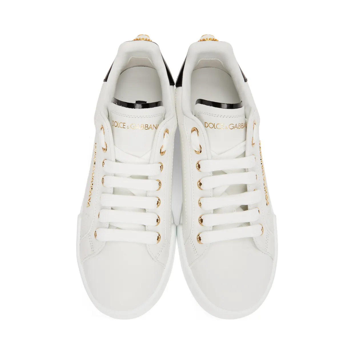 Dolce & Gabbana White & Black Portofino Low Sneakers (CK1602 AH506) (5)