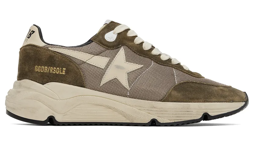 Golden Goose Khaki & Beige Running Sole Low-Top Sneakers (GMF00272.F003249.35812)