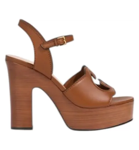 Gucci Brown Leather Platform Sandals Brown (73022-US000-2535)