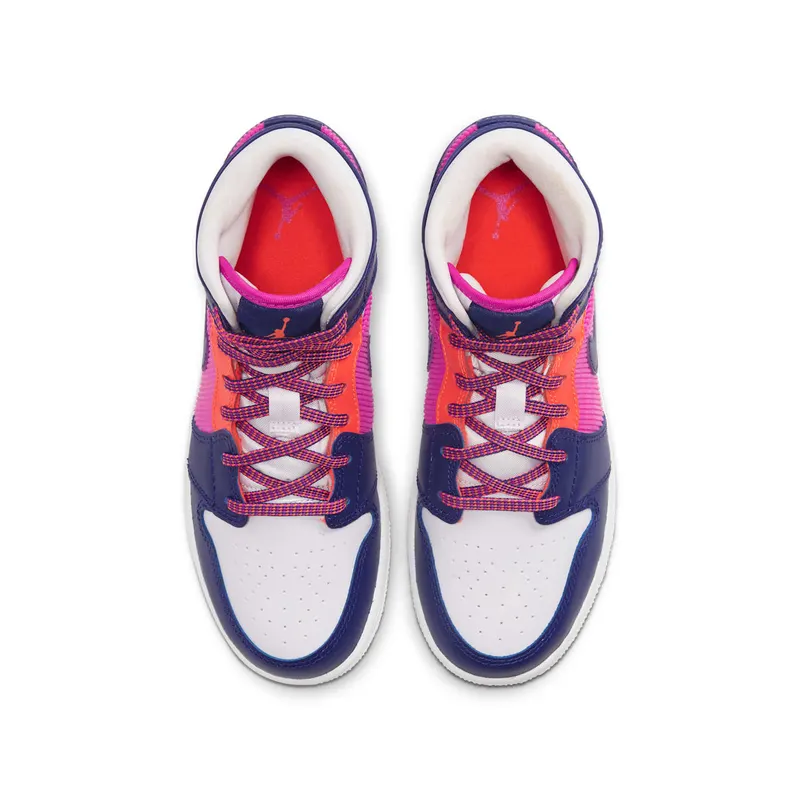 Jordan 1 Mid Fire Pink Barely Grape (GS) Fire Pink/Barely Grape-Hyper Crimson-Regency Purple (555112-602)