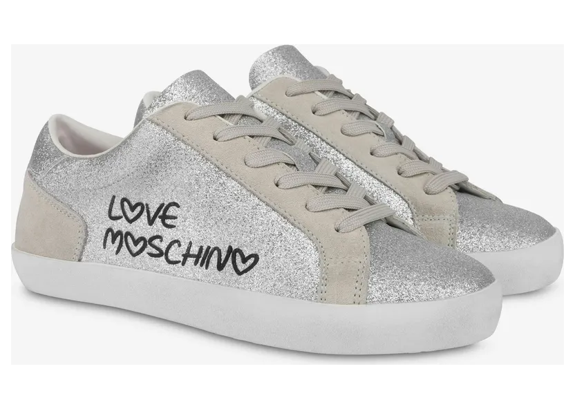 Moschino Sneakers Aus Glitter Und Spaltleder (POLJA15512G0IJK190A)