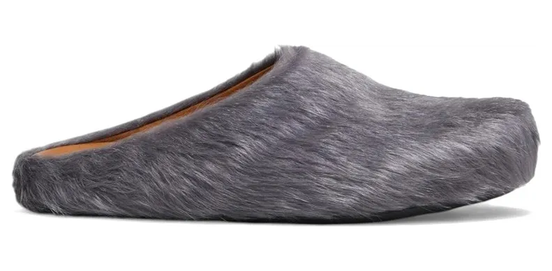 Marni Long Hair Calfskin Fussbett Sabot Mule Grey (SBMR000600P412200N30)