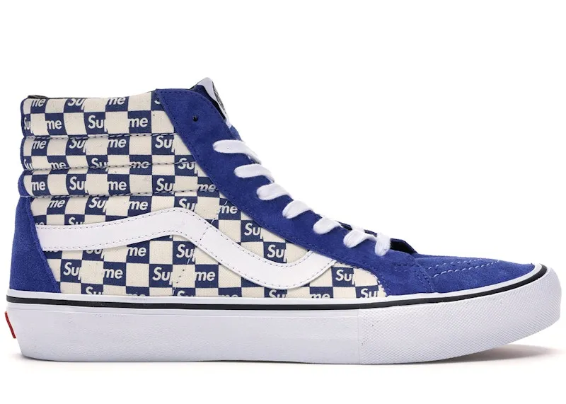 Vans Sk8-Hi Supreme Blue Checker Logo Blue/White (VN0A38Z3JLX)