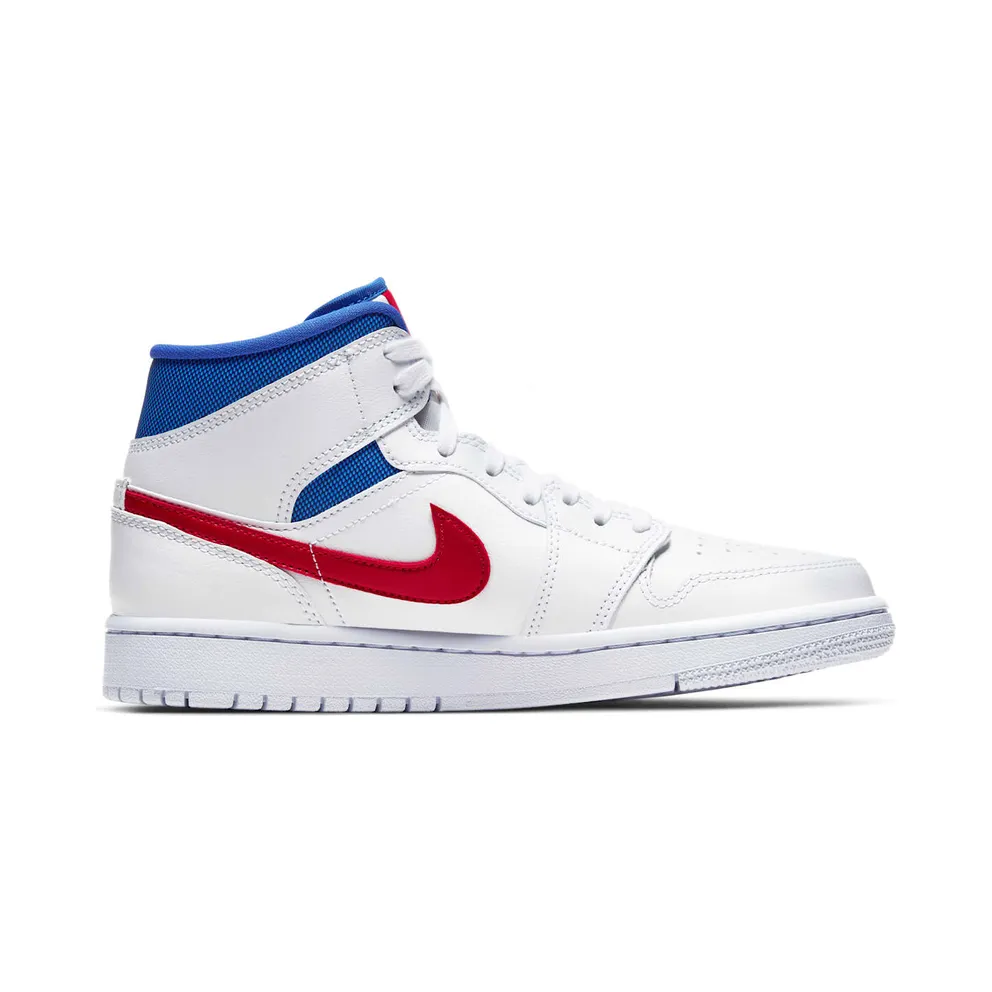 Air Jordan Womens Nike AJ I 1 Mid White ‘Red Royal’ (2020) (BQ6472-164)