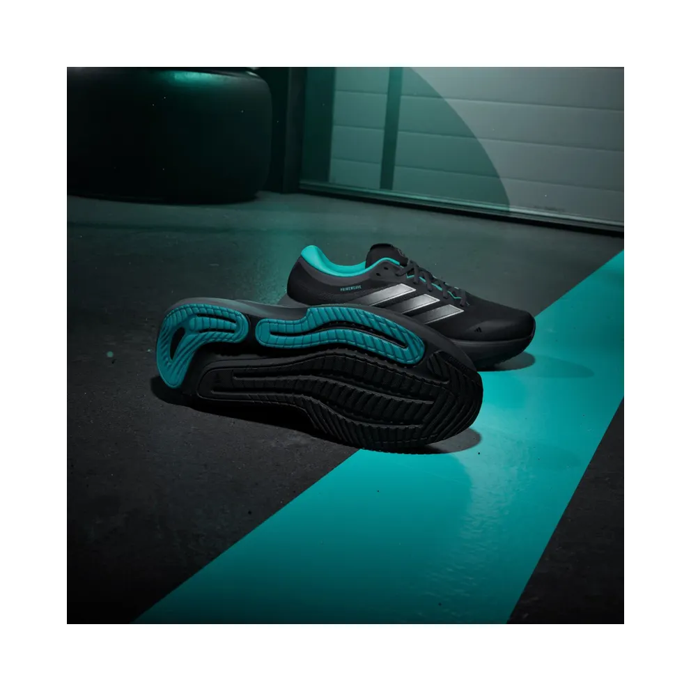 Adidas SUPERNOVA RISE 3 MERCEDES AMG PETRONAS F1 TEAM Shoes Core Black / Silver Metallic / Semi Mint Rush (KJ3671)