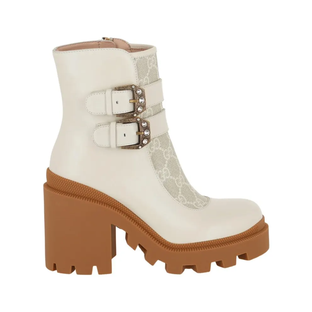 Gucci GG Supreme Ankle Accent Ankle Boots White (701100-UVV30-9078)