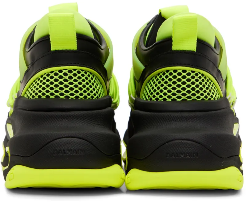 Balmain Black & Green B-Bold Low-Top Sneakers (YM1VJ307TNRH)