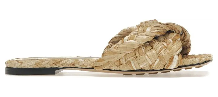 Bottega Veneta Raffia Stretch Flat Sandals Macadamia (651860V0GM02627)