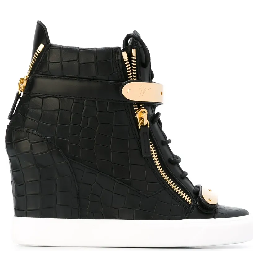 Giuseppe Zanotti crocodile effect hi-top wedge sneakers – Zwart (RW6030001)