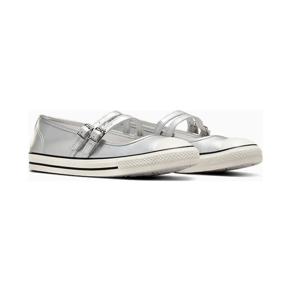 Converse Chuck Taylor All Star Mary Jane Metallic Leather Silver/Egret/Black (A12201C)