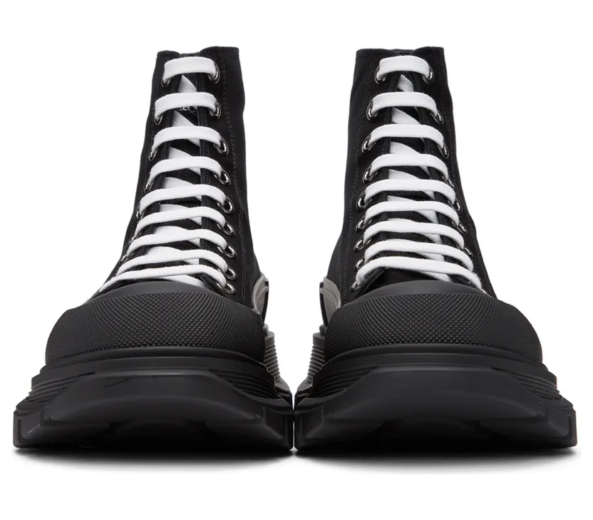 Alexander McQueen Black Canvas Tread Slick High Sneakers (604254W4L32) (2)