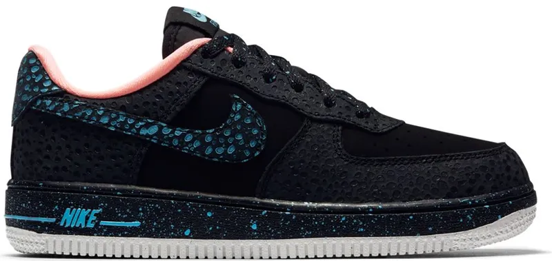 Nike Air Force 1 Low Safari Black Lagoon Crimson Pulse (GS) Black/Lagoon Pulse-Crimson Pulse (AJ4675-002)