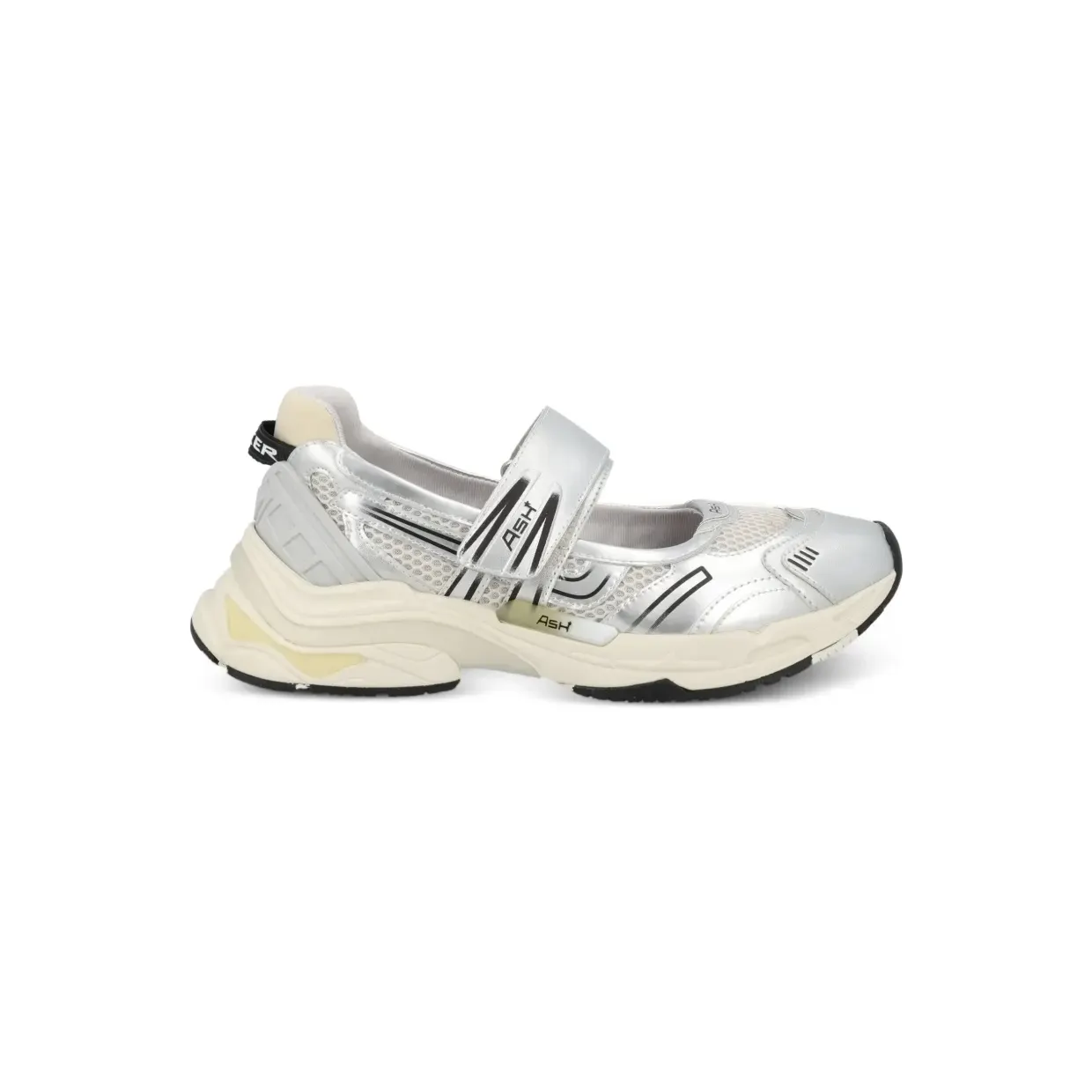 Ash Mesh-Slip-On-Sneakers mit Klettverschluss “Silver” (ROLLS02)