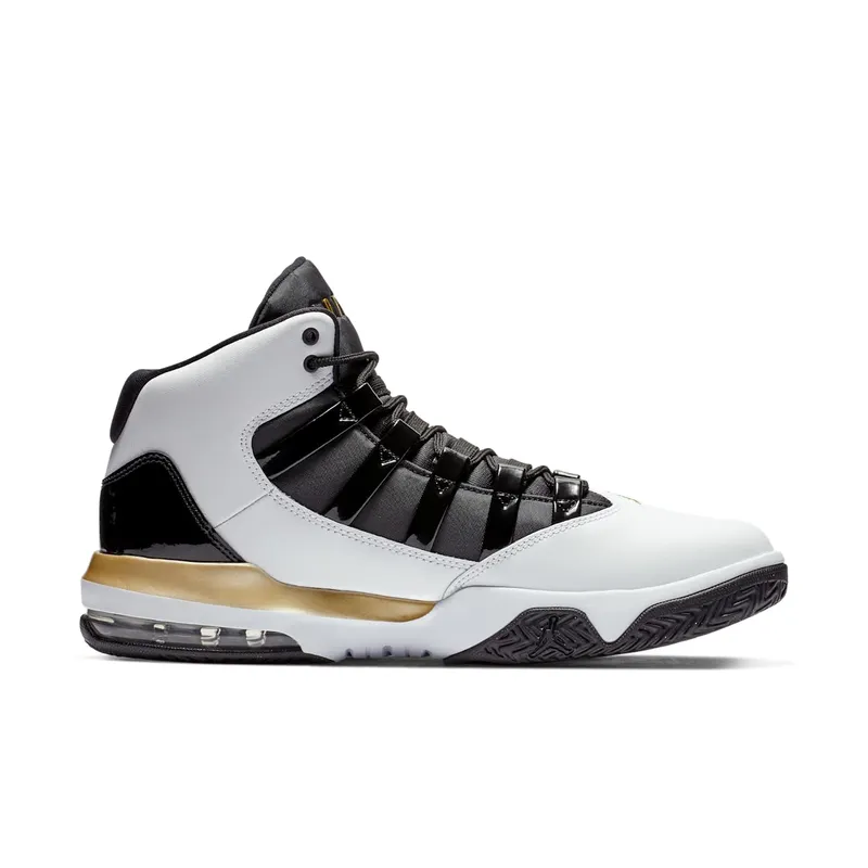 Jordan Max Aura White Metallic Gold Black White/Metallic Gold-Black (AQ9084-107)