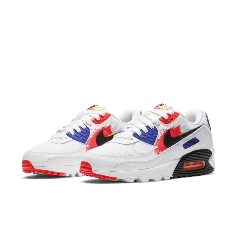 Nike Air Max 90 Brushstroke Pack (W) White/Black-Hyper Royal-Bright Crimson (CZ7937-100)