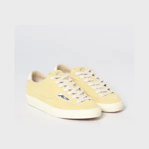 Autry Windscape Leather and Suede Low-Top Sneakers with Carved Logo Yellow (SCLWKT04)