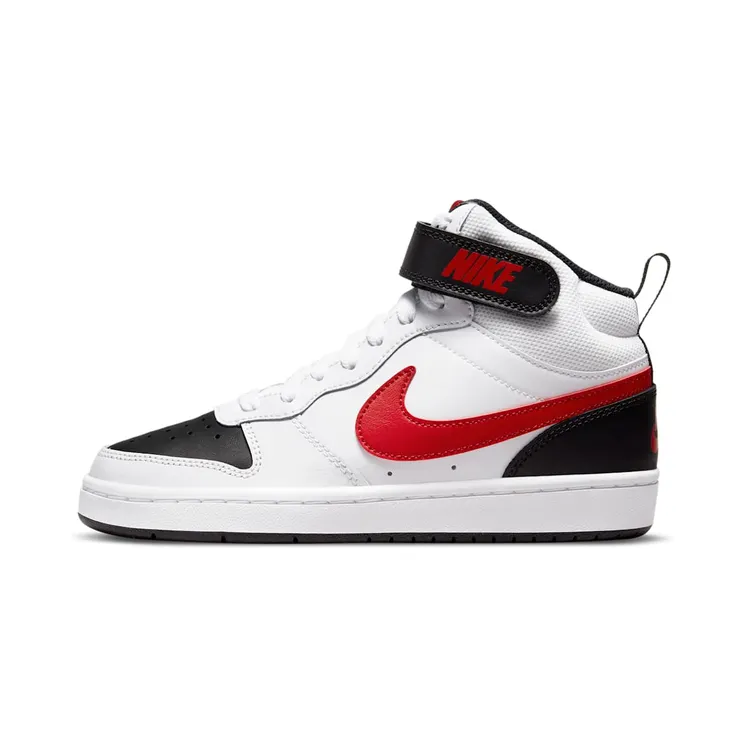 Nike Court Borough Mid 2 White University Red (GS) “White / Black / University Red” (CD7782-110)