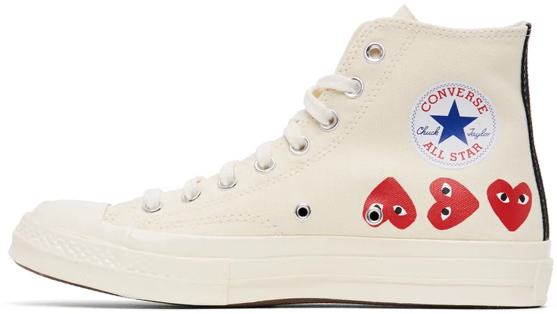 Comme des Garçons Play Khaki Converse Edition Multiple Hearts Chuck 70 High (K116)