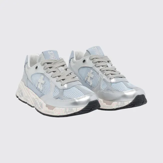 Premiata Mased Laminated Leather and Nylon Sneakers Blue (MASED8205)