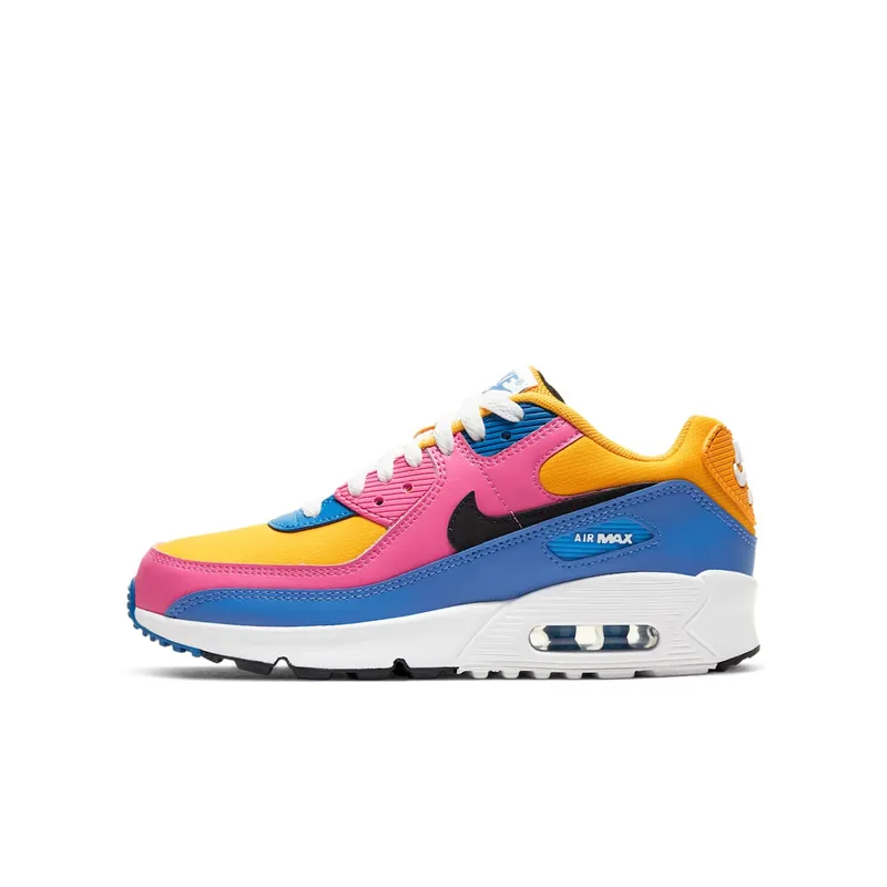 Nike Air Max 90 Leather Multi-Color (GS) University Gold/Battle Blue-White-Black (CD6864-700)