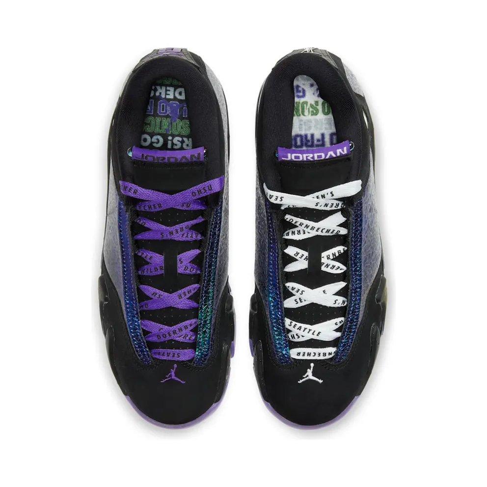 Jordan 14 Retro Doernbecher (2019) (GS) Black/Court Purple-Multi-Color-White (CV2470-001)