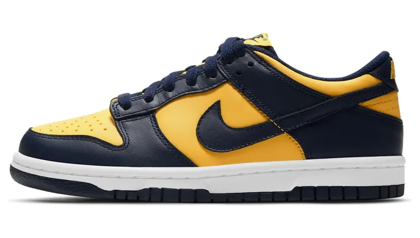 Nike Dunk Low Michigan (GS) (2021) – “Varisty Maize / Midnight Navy / White” (CW1590-700)