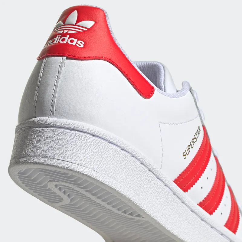 Adidas Superstar ‘White Vivid Red’ Cloud White/Vivid Red/Gold Metallic (H68094)