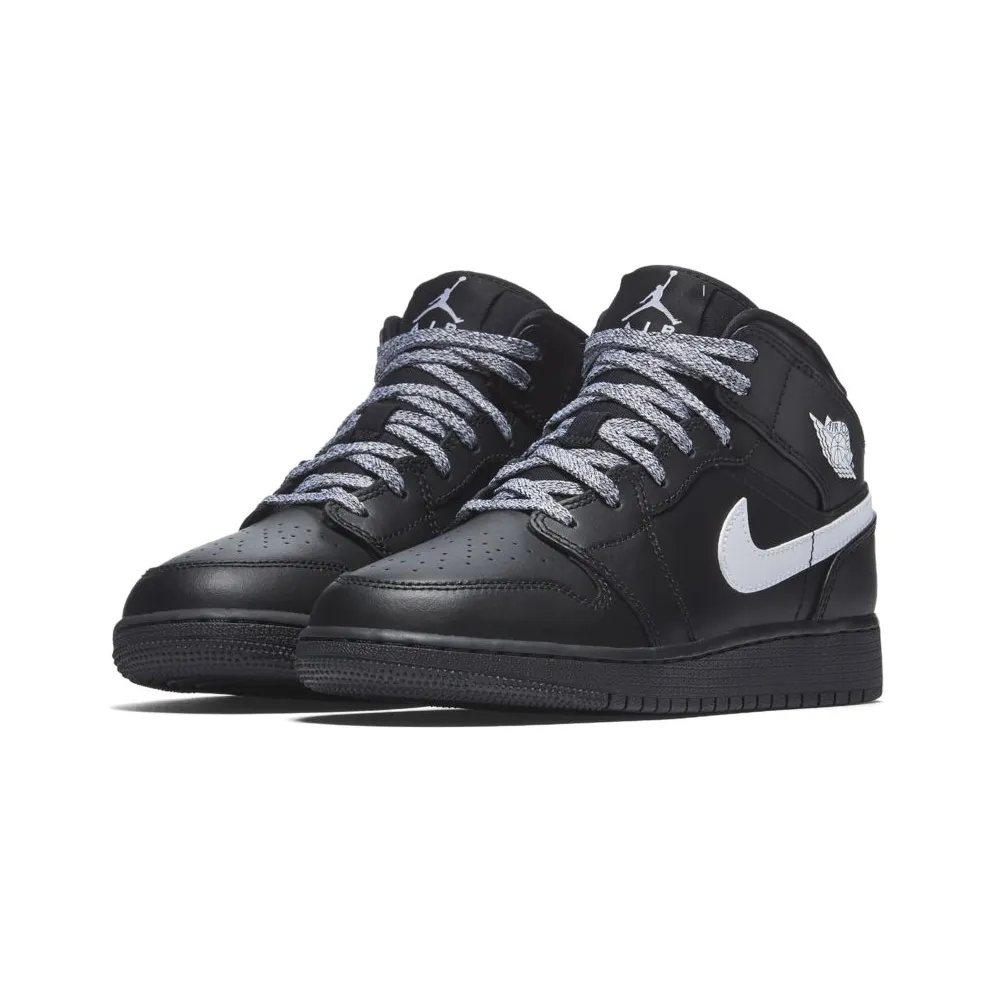 Jordan 1 Mid Black White Speckle (GS)