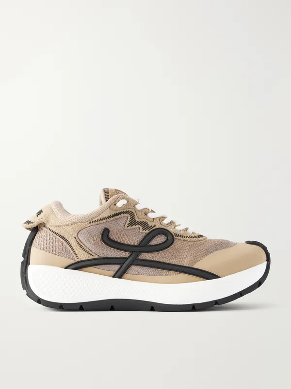 Loewe Pogo Rubber-Trimmed Mesh Sneakers Beige (M816282XCC)
