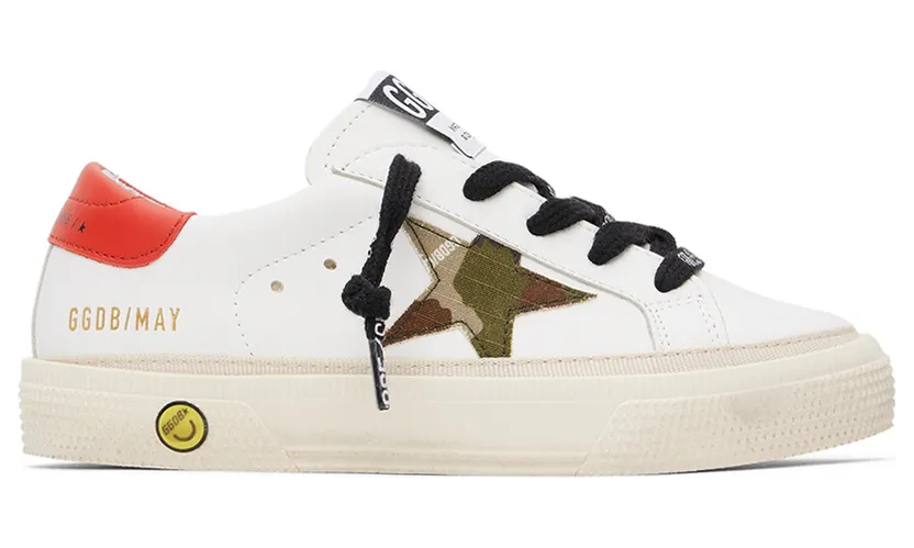 Golden Goose Kids White & Green Camo May Sneakers (GYF00112.F002814.10969)