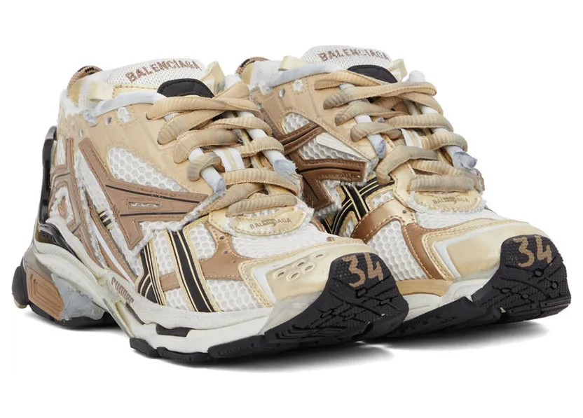Balenciaga White & Blue Runner Sneakers (677402 W3RB3) (4)
