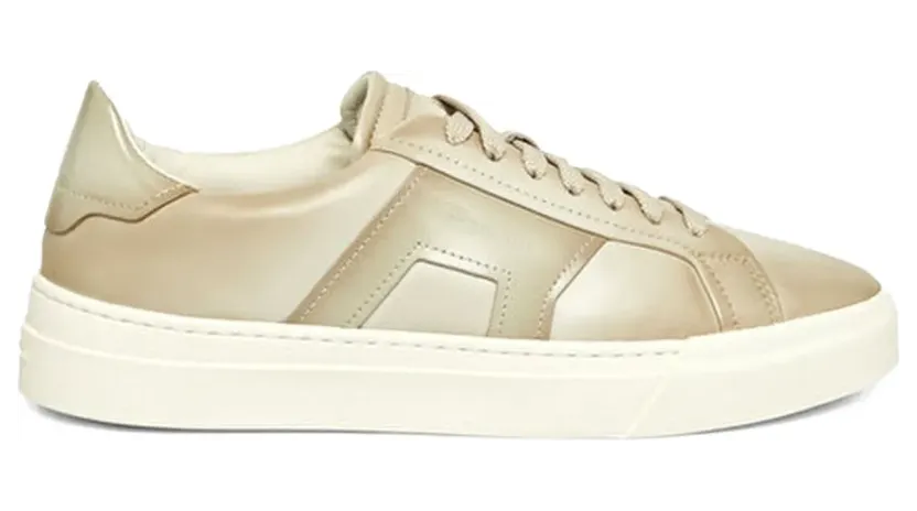 Santoni Sneakers met leren vlakken – Beige (MBGT22018PNNGGON)