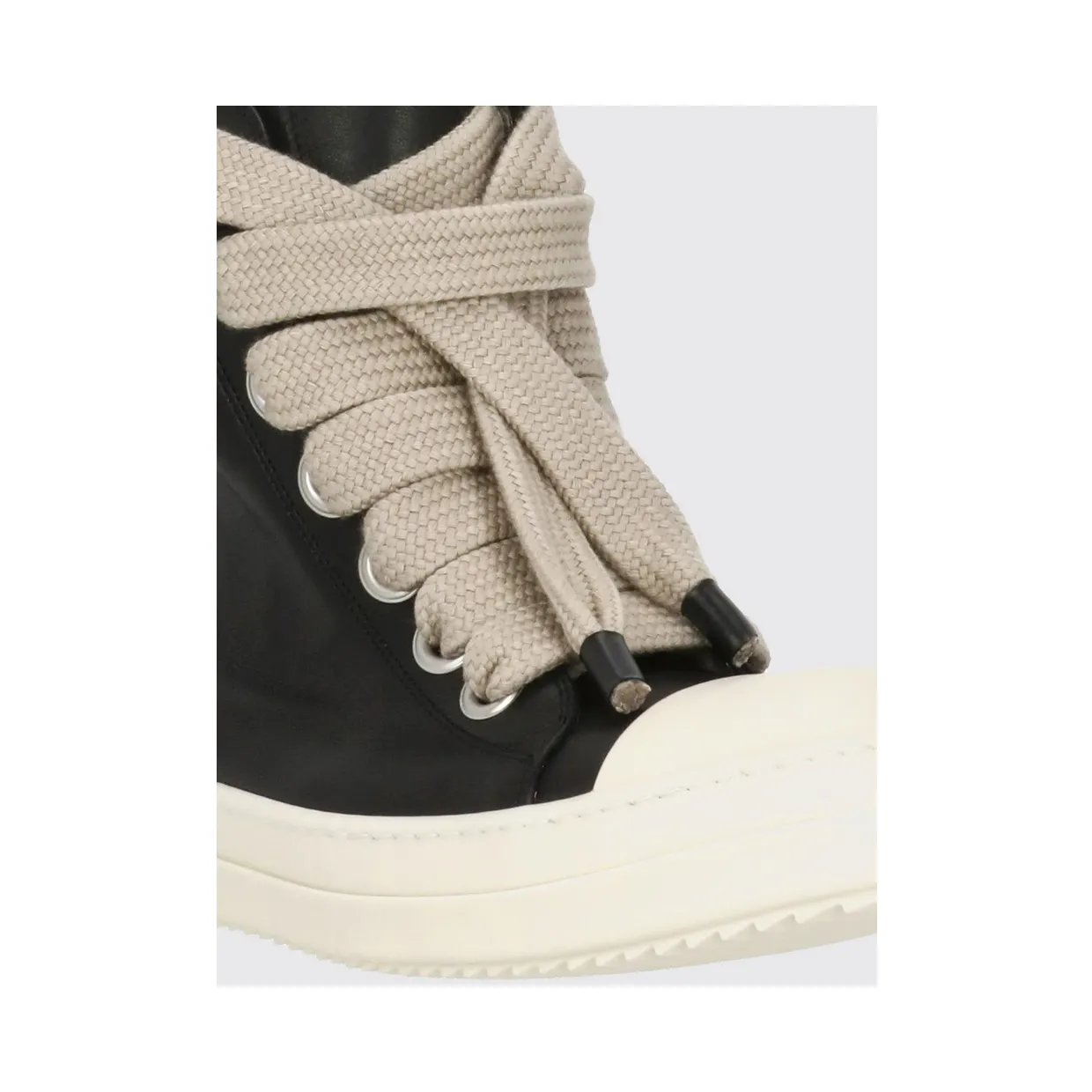 Rick owens High-Top Smooth Leather Trainers with Zip Closure and Rubber Toe Black (RU02F4892LCOW2911) (3)