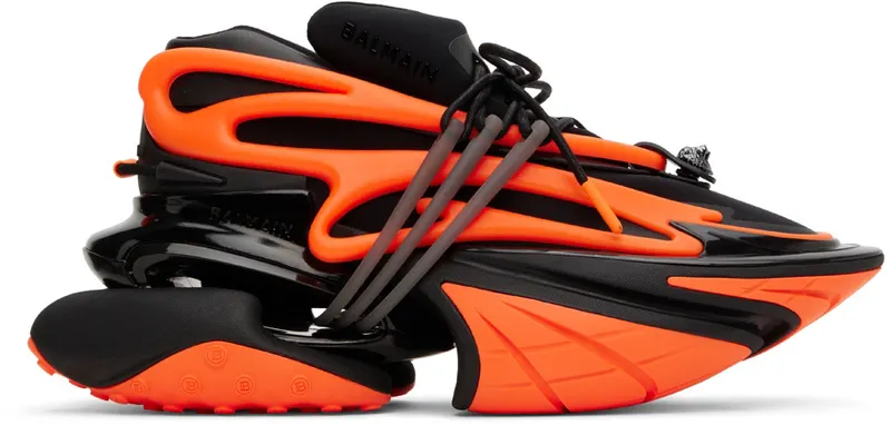 Balmain Black & Orange Unicorn Low-Top (YM1VJ309KNCA)