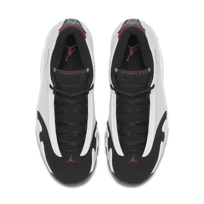 Jordan 14 Retro Black Toe (2014) White/Black-Varsity Red-Metallic Silver (487471-102)
