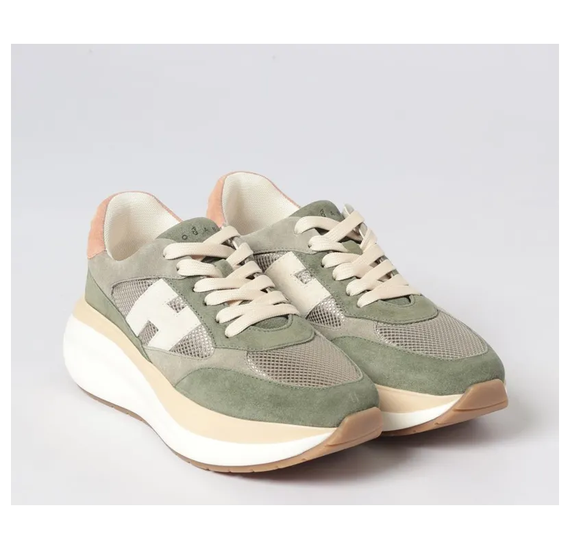 Hogan Maxi I Active Suede and Mesh Sneakers Green (HXW7140GA40V0F0RW1)