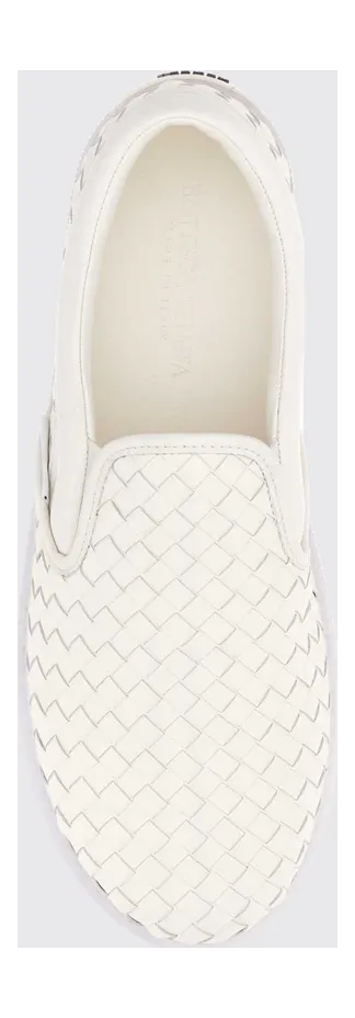 Bottega Veneta Intrecciato Leather Slip-On Sneakers White (876113V6VE09117) (2)