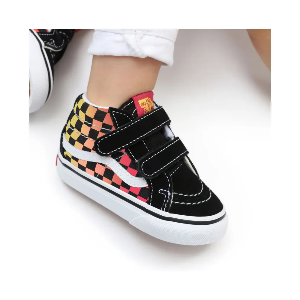 VANS Flame Logo Repeat Sk8-mid Reissue Velcro Toddler Shoes Black (VN0A5DXDABX)