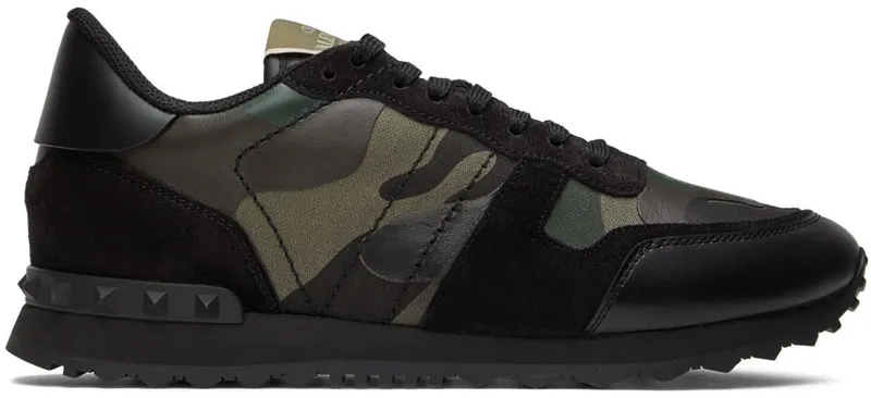 Valentino Garavani Green & Black Rockrunner Sneakers (1Y2S0723TCC)