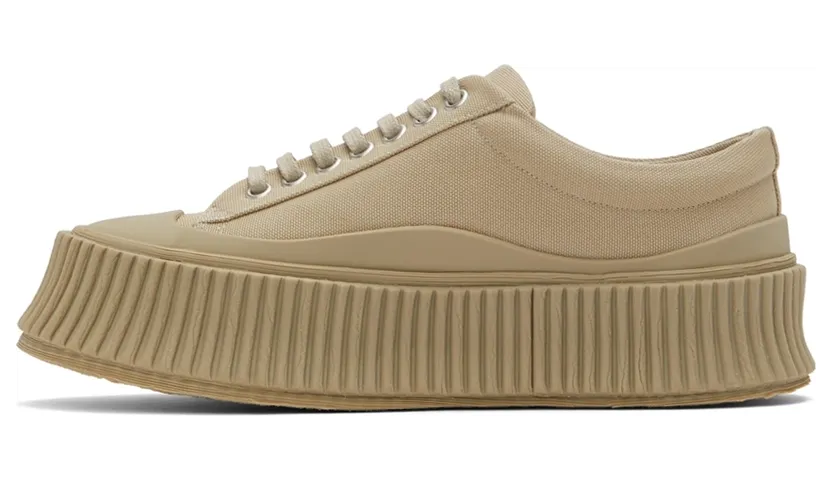 Jil Sander Beige Canvas Platform Sneakers (JS38133A_15102) (3)