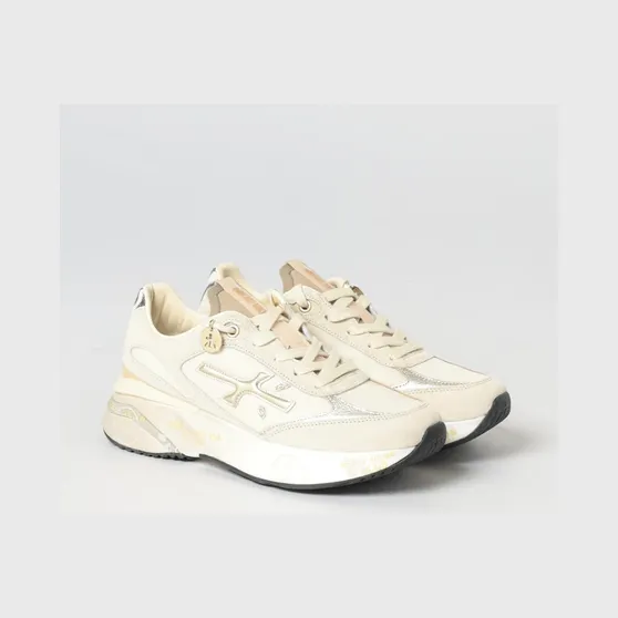 Premiata Moerund Laminated Leather and Mesh Sneakers White (MOERUND8080)