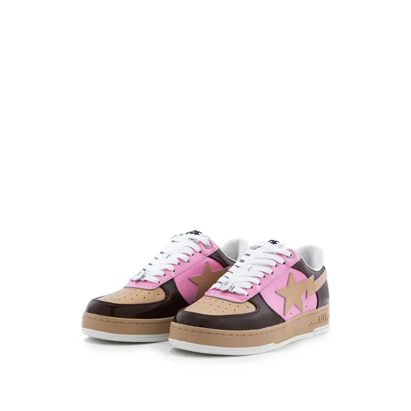 A Bathing Ape Bape Sta Leather “Brown/Pink” (001FWM301306M BROWN)