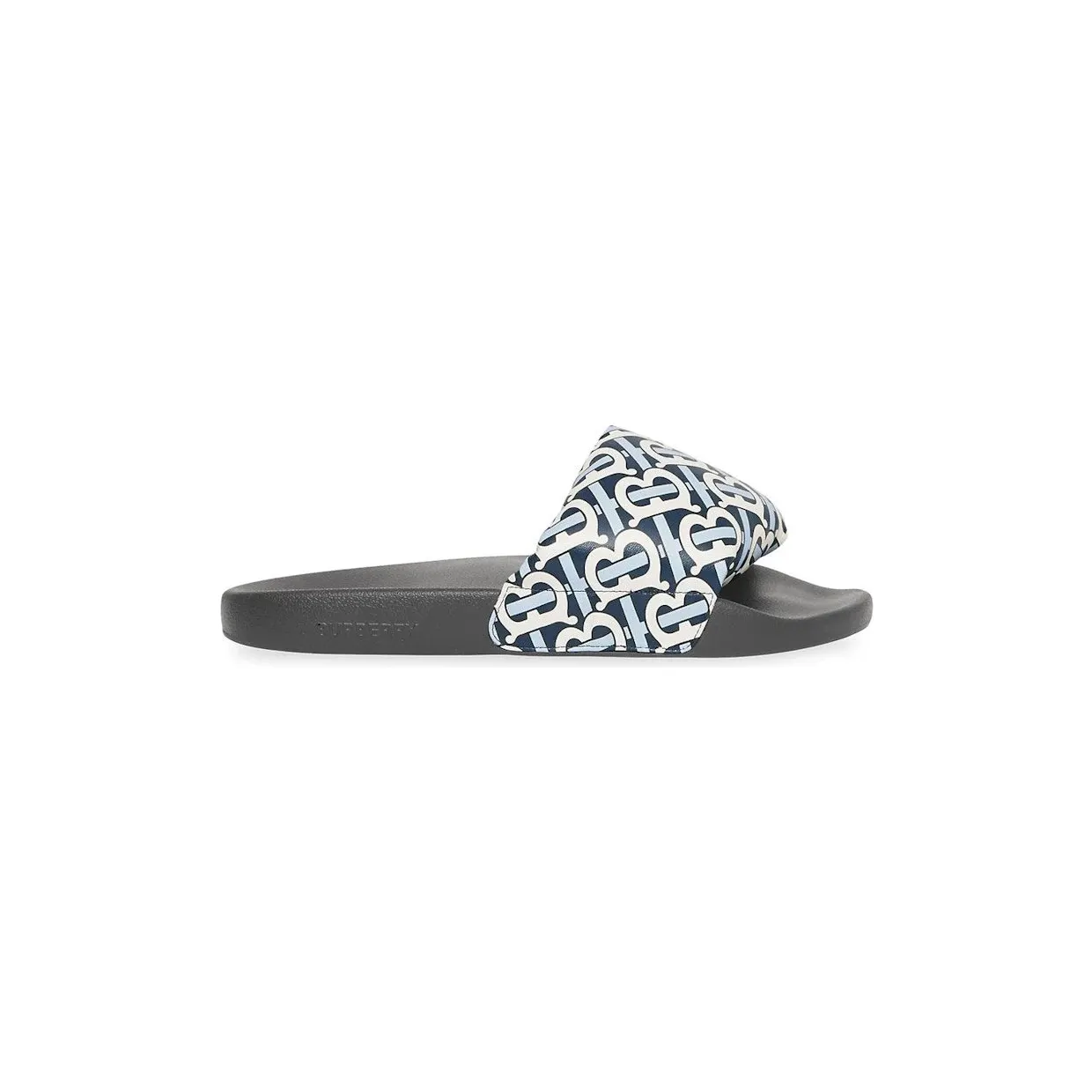 Burberry Furley TB Flock Slides White Navy Leather (8048581)