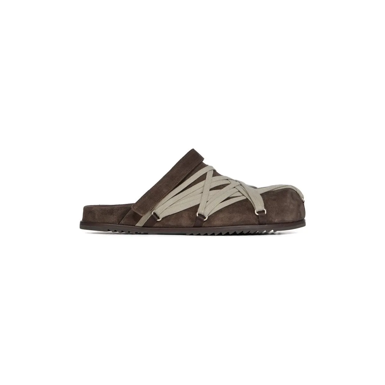 Rick Owens Concordians Megalace Suede Leather Mule Granola Brown (RU02E1813LVSW104)