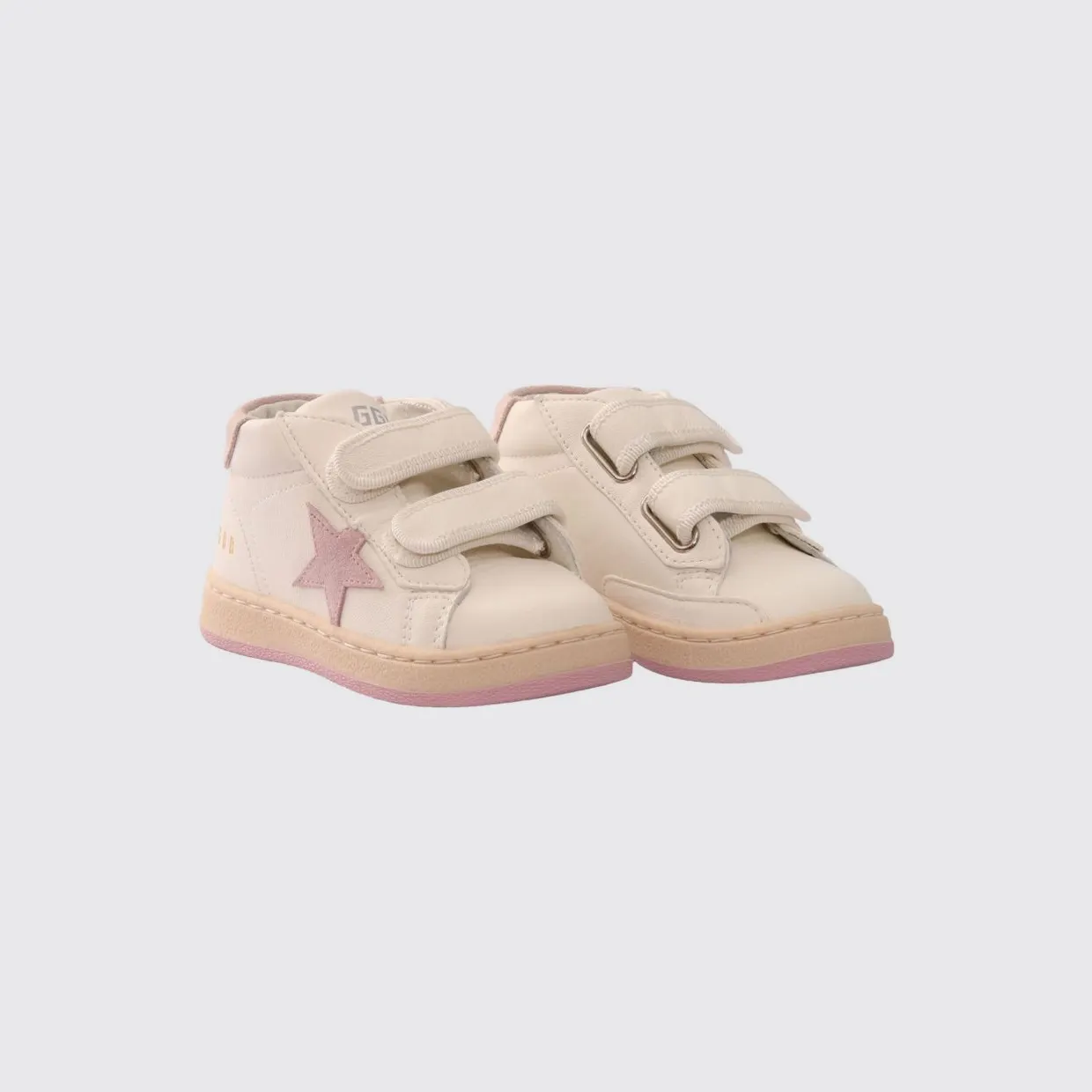 Golden goose Kid’s June Ballstar High-Top Leather Velcro Sneakers White (GJF00386F00530111202)