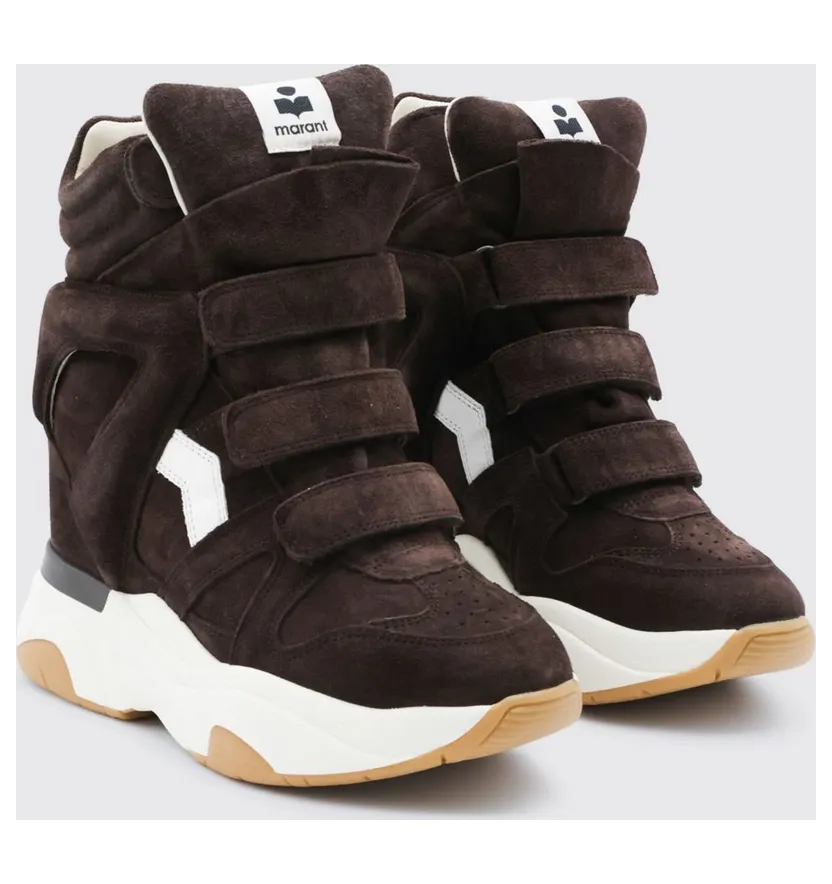 Isabel Marant Balskee High-Top Wedge Sneakers in Suede with Velcro Closure Cocoa (24HBK0009FAB4E10SCLMW)