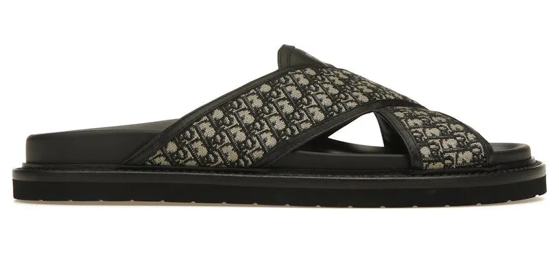 Dior Aqua Sandals Oblique Jacquard Navy Black (3SA112ZSK961)