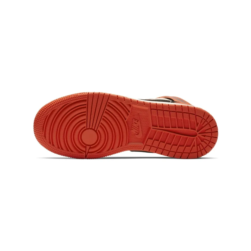 Jordan 1 Mid Team Orange Black (GS) Team Orange/Black-Crimson Tint (BQ6931-800)
