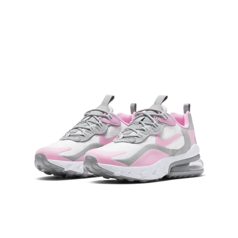 Nike Air Max 270 React White Pink (GS) White/Light Solar Flare Heather/Metallic Silver (BQ0103-104)
